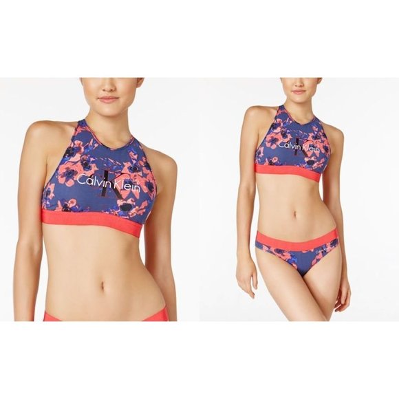 Calvin Klein Other - CALVIN KLEIN Retro CK Bralette Blue Inverted Floral ( M )